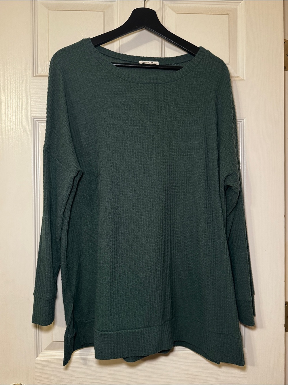 You & Me | Women’s Plus Green Waffle Knit Top Size 1X